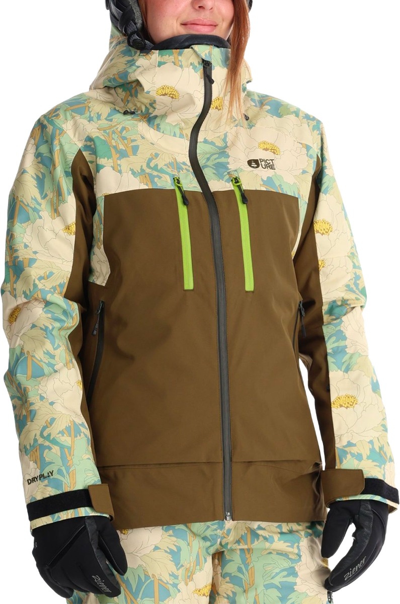 Wasserfeste und atmungsaktive Jacke Skijacke Exa Jkt Timeless Flower Printed für Damen Größe S Khaki