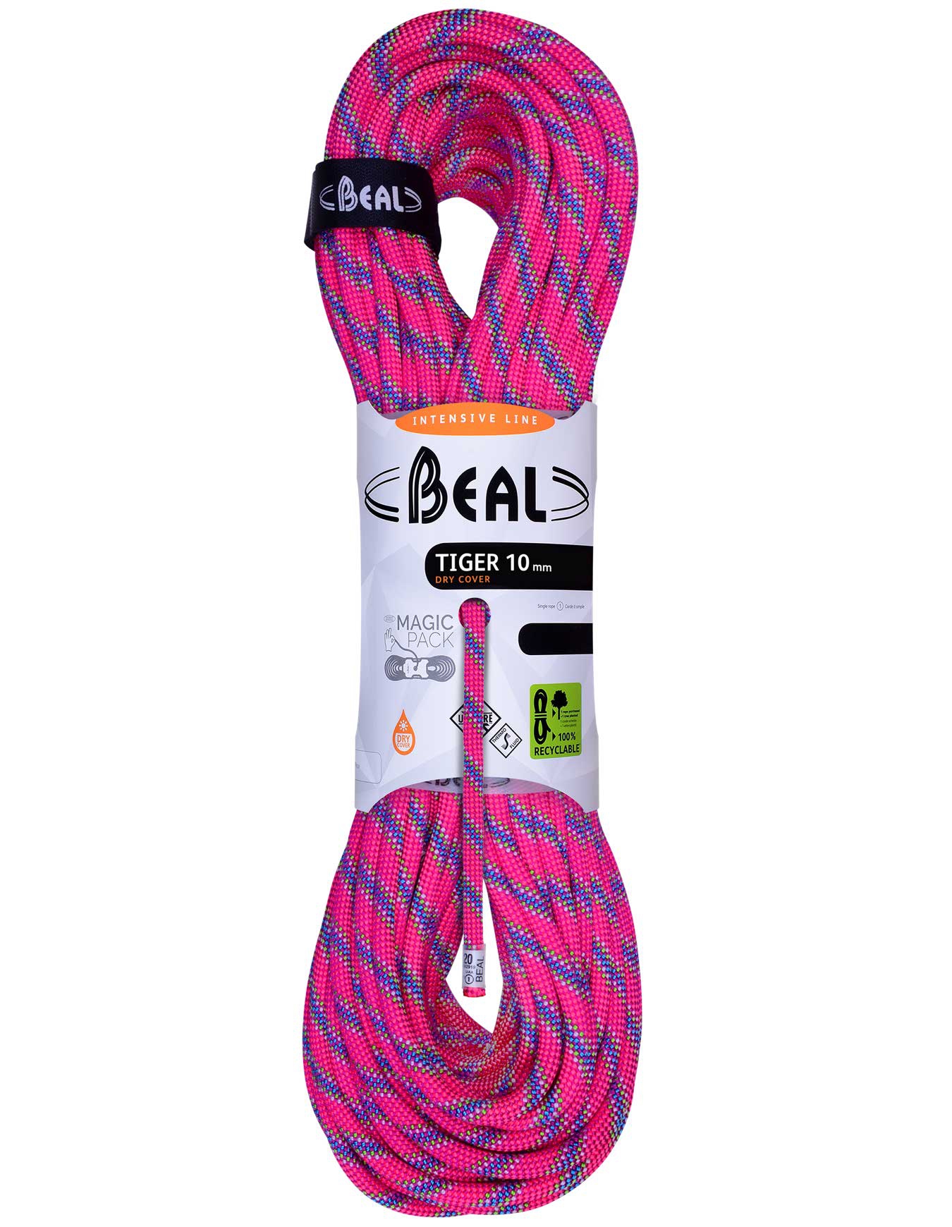 Corde à simple d'escalade - Tiger 10mm Fuchsia - Taille 70 m - Rose